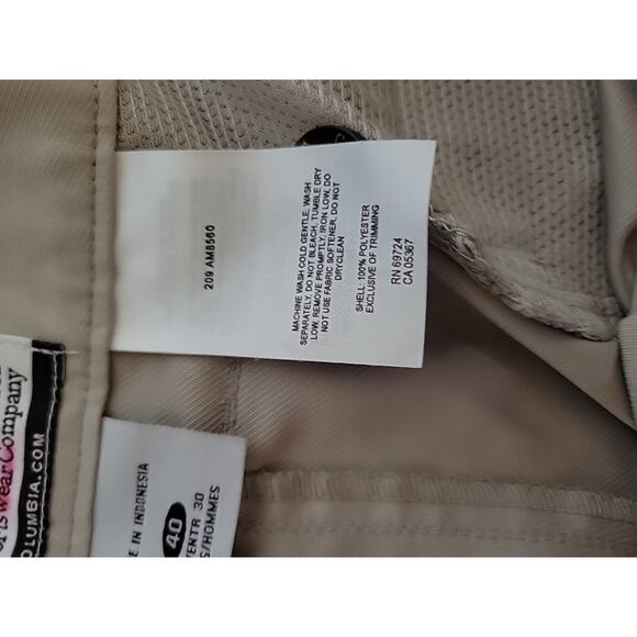 Columbia Pants Mens 40x31 Khaki Regular Fit Omni-Shield Casual Lightweight - Picture 9 of 12